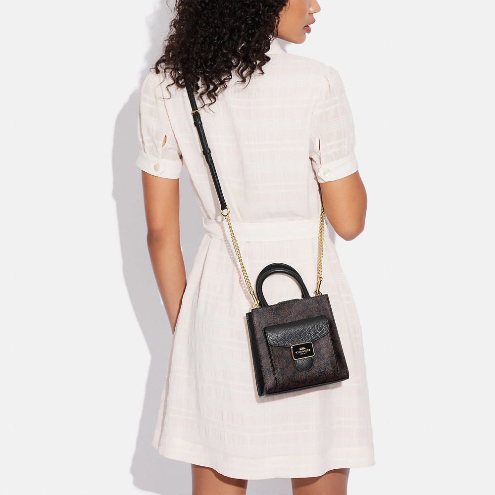 Сумка женская COACH Pepper Canvas кроссбоди хаки, коричневая, черная