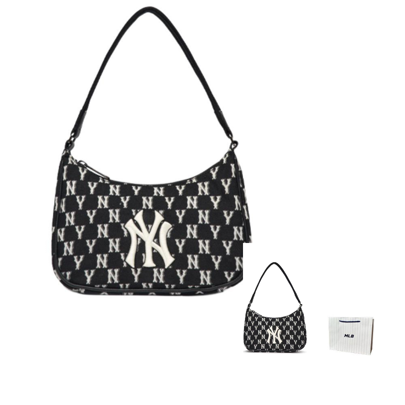 Сумка женская MLB NY Yankees Monogram Collection черно-белая