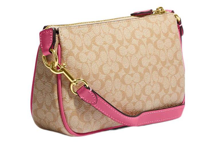 Клатч женский COACH Nolita Canvas маленького размера хаки и розовый