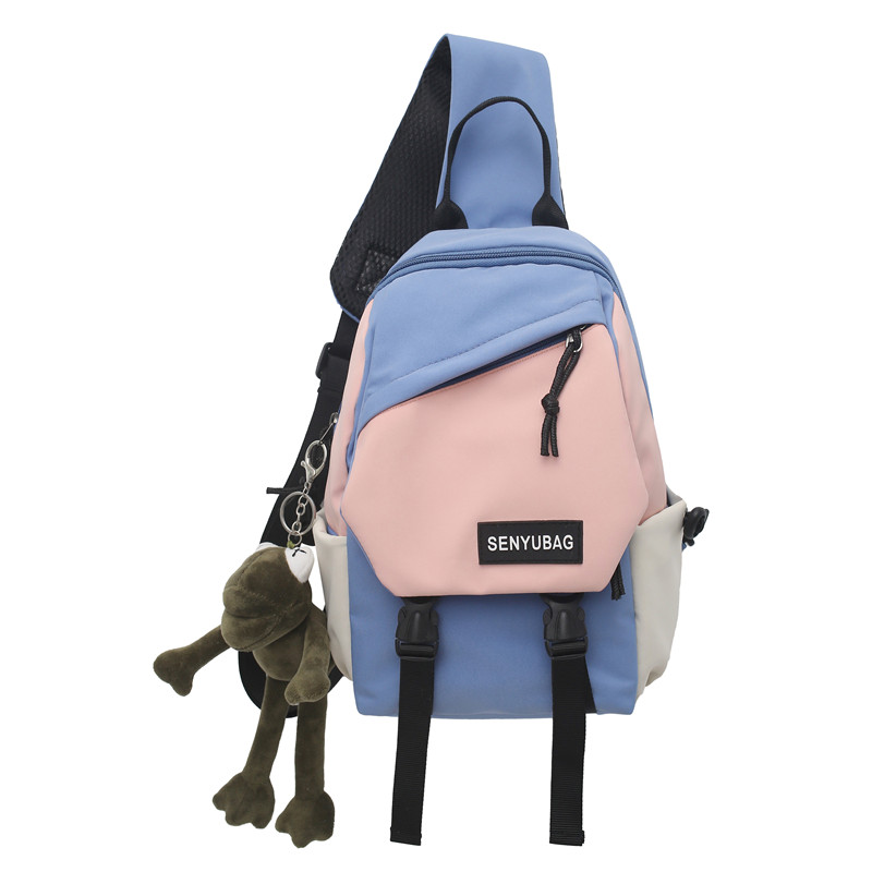 Blue White Pink with Green Frog Charm