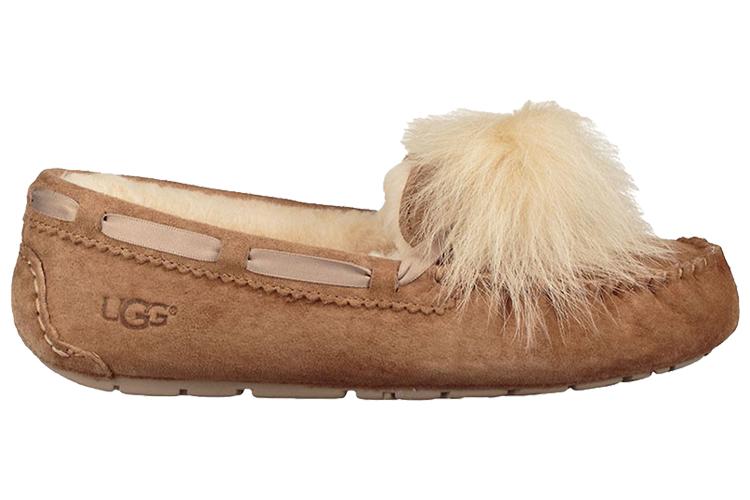 Мокасины женские UGG Dakota Pom Pom Slip On коричневые, 36 EU