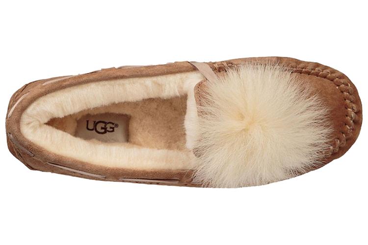 Мокасины женские UGG Dakota Pom Pom Slip On коричневые, 36 EU