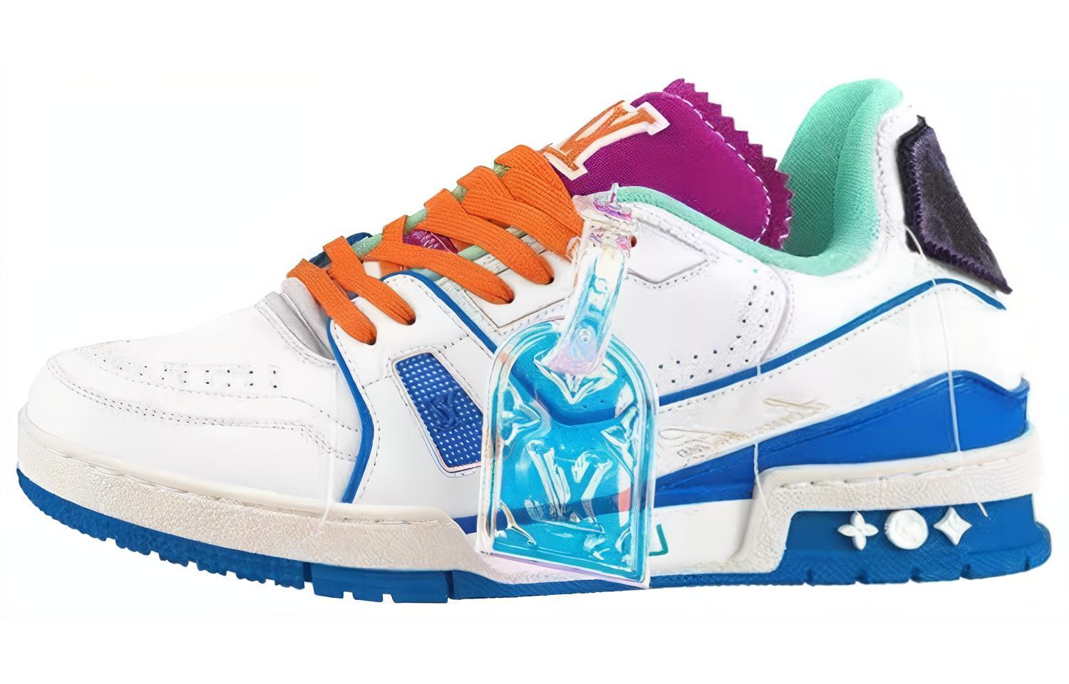 Спортивные кеды мужские LOUIS VUITTON Trainer Low Top белые и синие, 40 EU