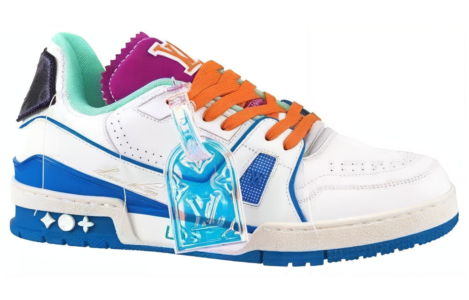 Спортивные кеды мужские LOUIS VUITTON Trainer Low Top белые и синие, 40 EU