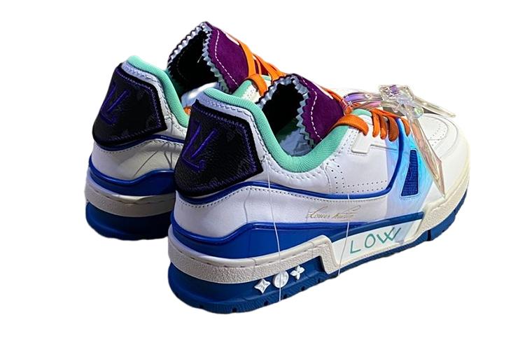 Спортивные кеды мужские LOUIS VUITTON Trainer Low Top белые и синие, 40 EU