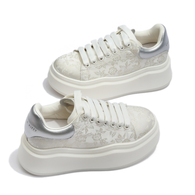 Кеды женские CENTRAL&KITTY XZ3965 серебристые, 35 EU