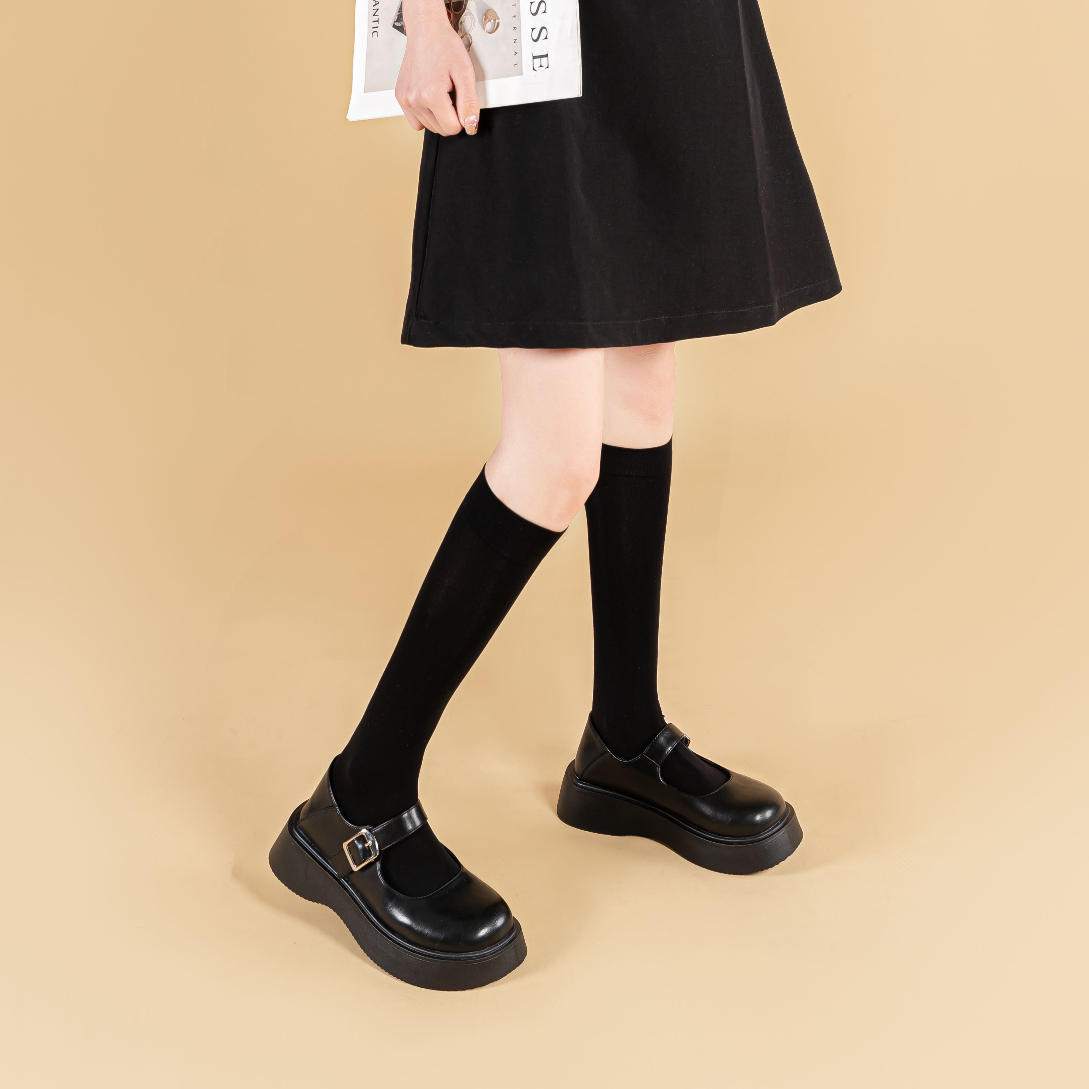 Платформенные туфли женские WARRIOR Mary Jane черные, 40 EU