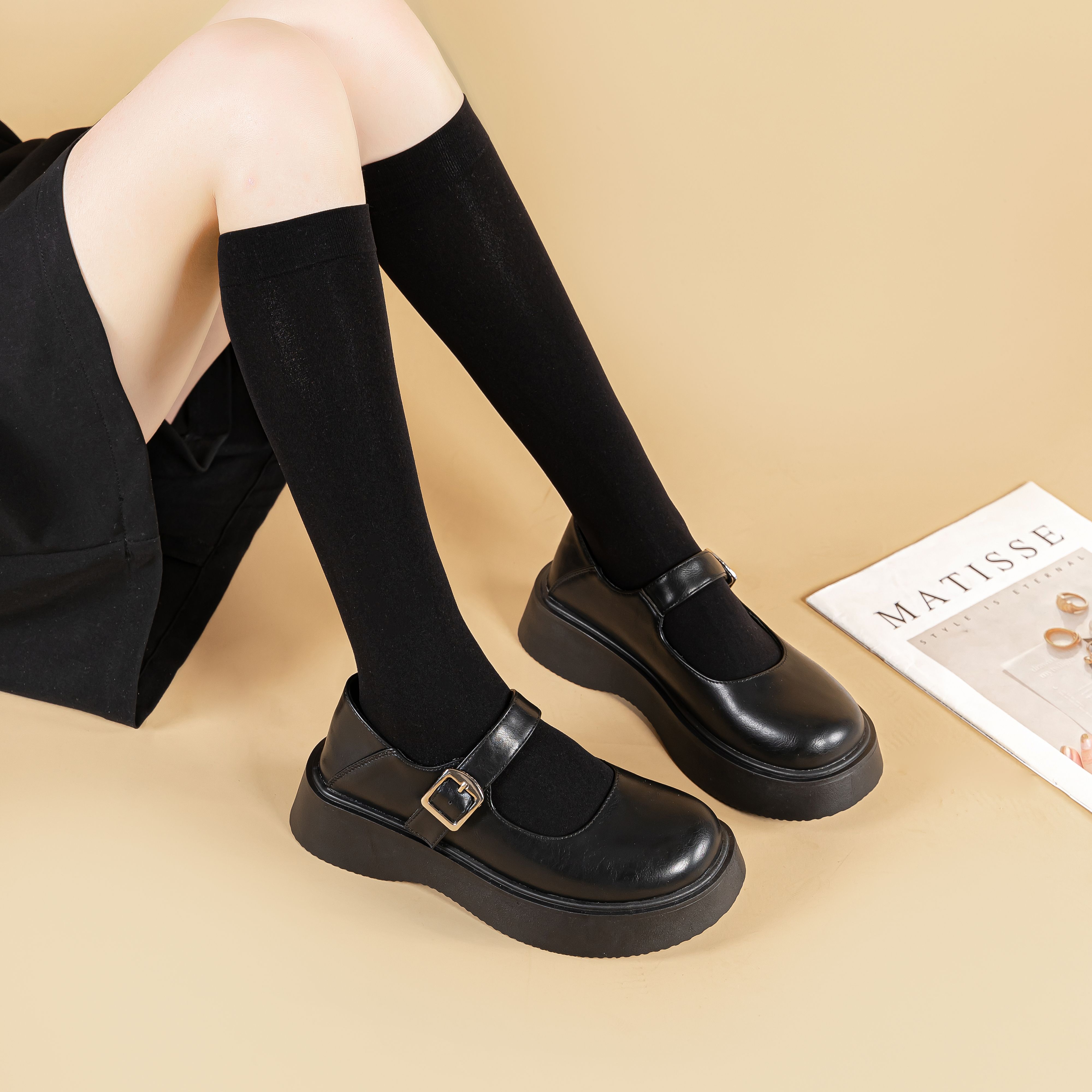 Платформенные туфли женские WARRIOR Mary Jane черные, 40 EU