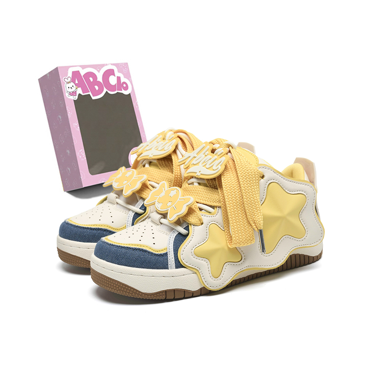 Кеды женские ABCIO Stars Collection ABQ1053 белые и желтые, 39 EU