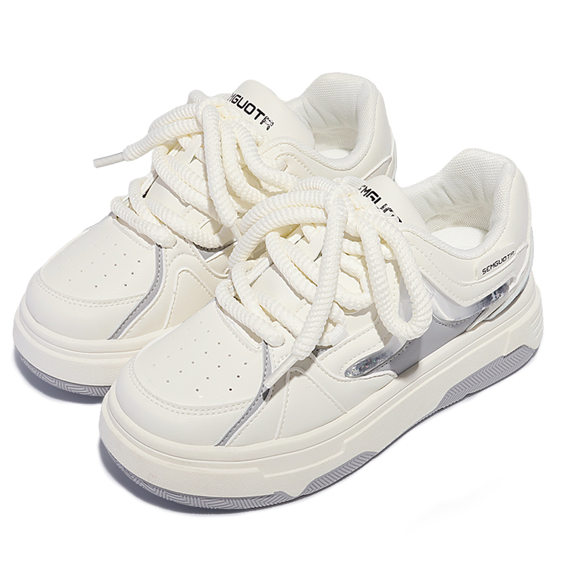 Кеды женские SNXR NBEB1005 белые с серебристыми вставками, 37 EU