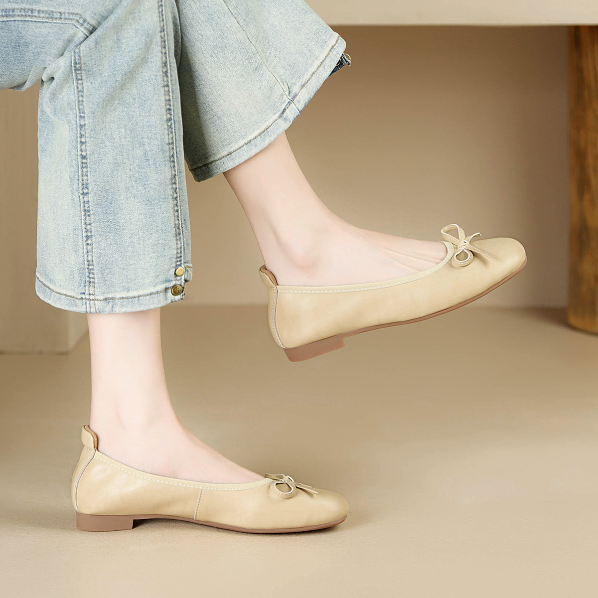 Балетки женские ZHR BK105 бежевые, 38 EU