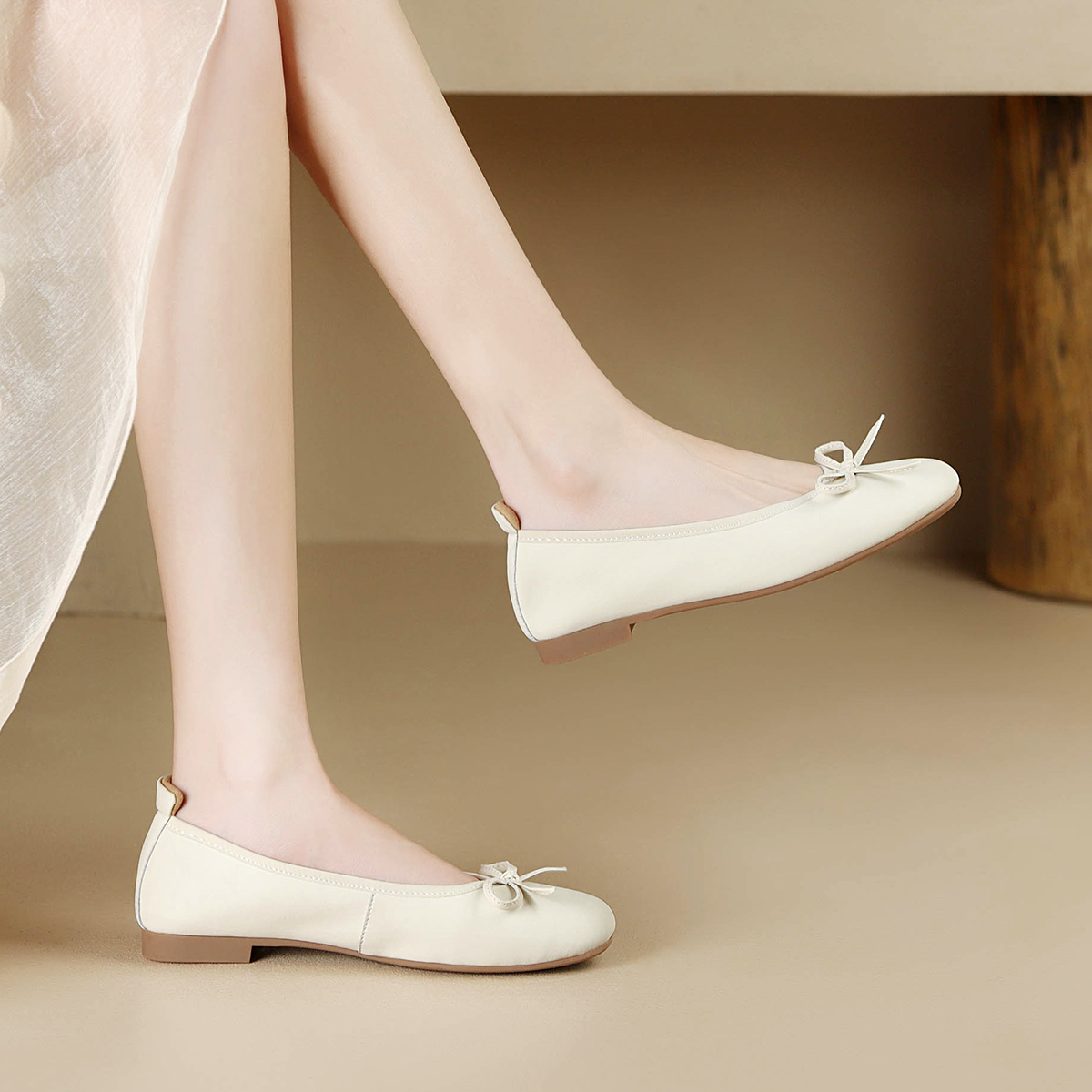 Балетки женские ZHR BK105 бежевые, 38 EU