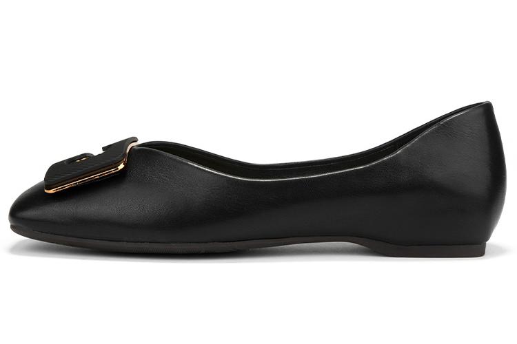 Балетки женские OMS JU23C12403 черные с металлической пряжкой, 39 EU