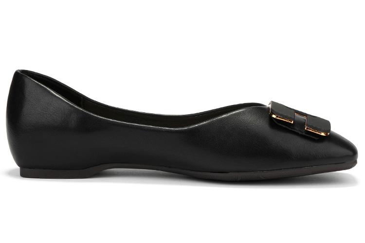 Балетки женские OMS JU23C12403 черные с металлической пряжкой, 39 EU