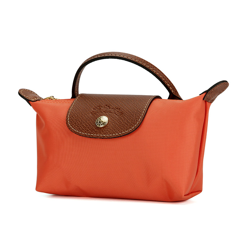 Сумка унисекс LONGCHAMP Dumpling Bag из ткани с кожаным патчворком, оранжевая