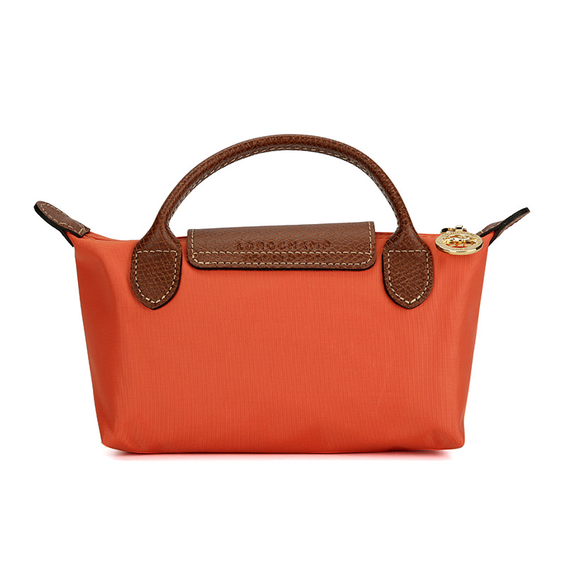 Сумка унисекс LONGCHAMP Dumpling Bag из ткани с кожаным патчворком, оранжевая