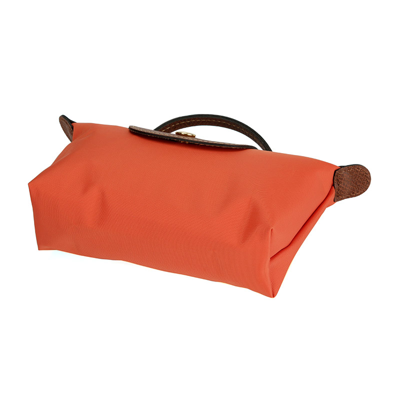 Сумка унисекс LONGCHAMP Dumpling Bag из ткани с кожаным патчворком, оранжевая