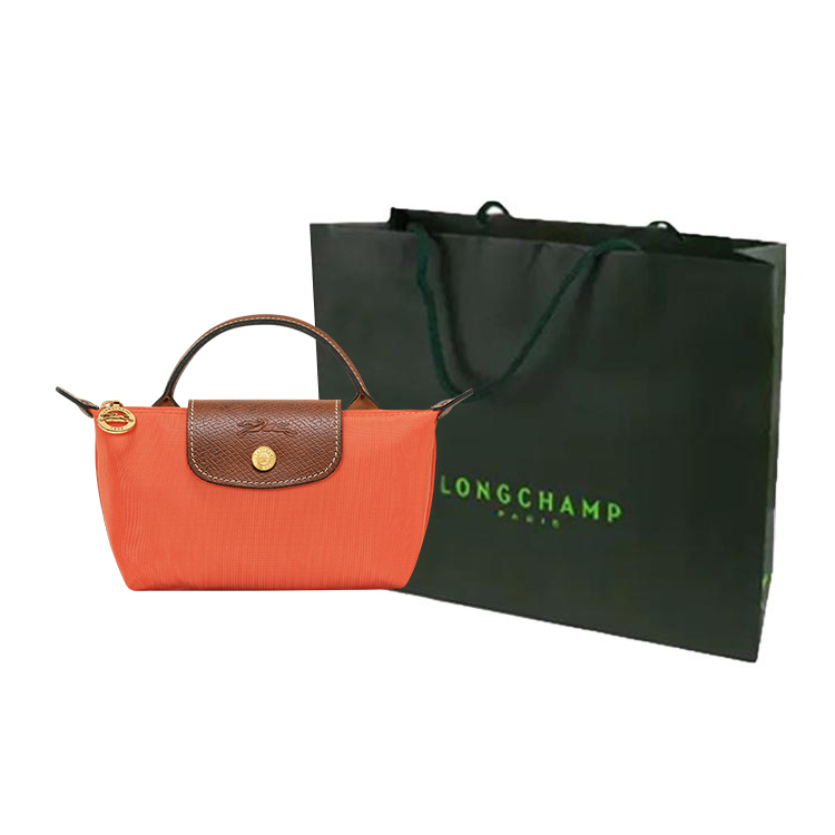 Сумка унисекс LONGCHAMP Dumpling Bag из ткани с кожаным патчворком оранжевая