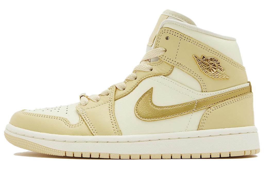 Кеды женские Air Jordan 1 Mid Pale Vanilla Gold, 41 EU
