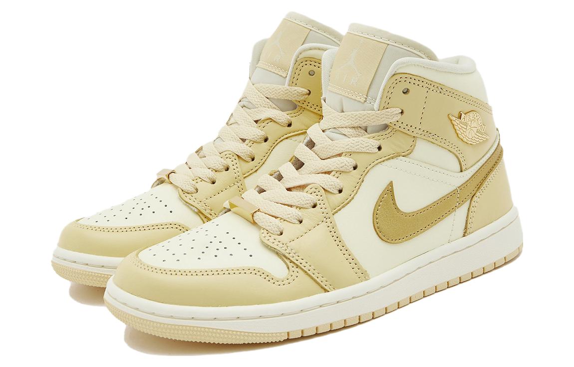 Кеды женские Air Jordan 1 Mid Pale Vanilla Gold, 41 EU