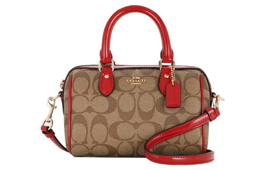 Комплект сумок женский COACH Boston Bag коричневая и красная, Basic Set (Bag+Dust Bag) EU