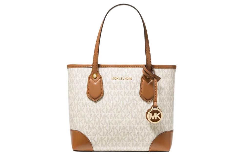 Сумка женская MICHAEL KORS Eva Leather Handbag бело-коричневая