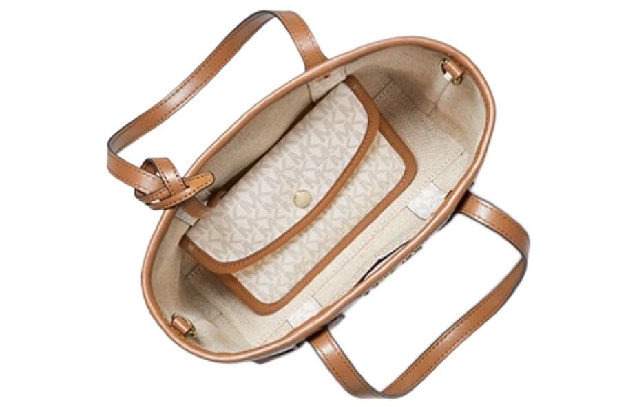 Сумка женская MICHAEL KORS Eva Leather Handbag бело-коричневая