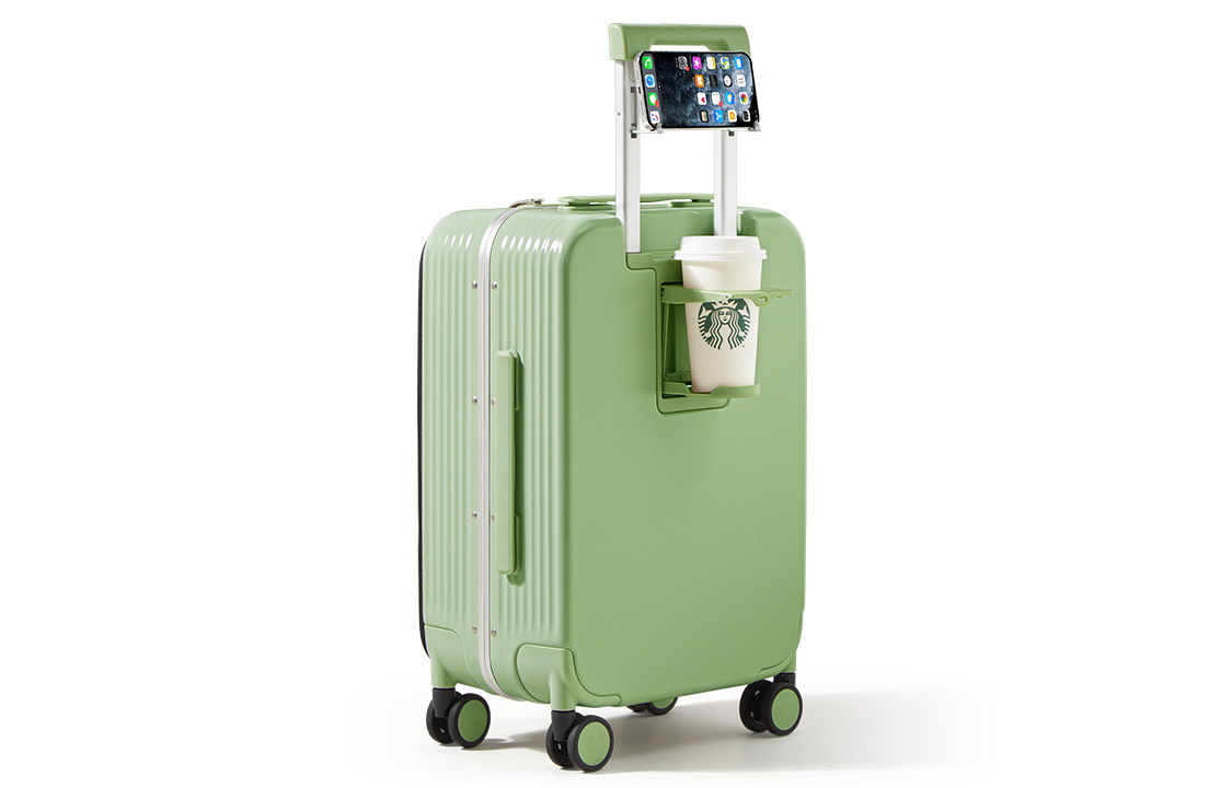 Чемодан унисекс MIXI PC дымчато-белый, авокадо-зелёный, 20 Inches (Carry-on) EU