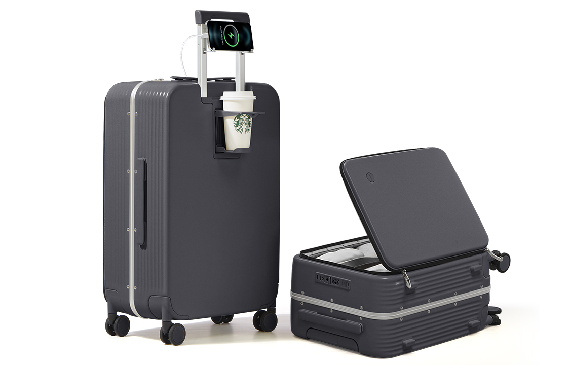 Чемодан унисекс MIXI PC дымчато-белый, авокадо-зелёный, 20 Inches (Carry-on) EU