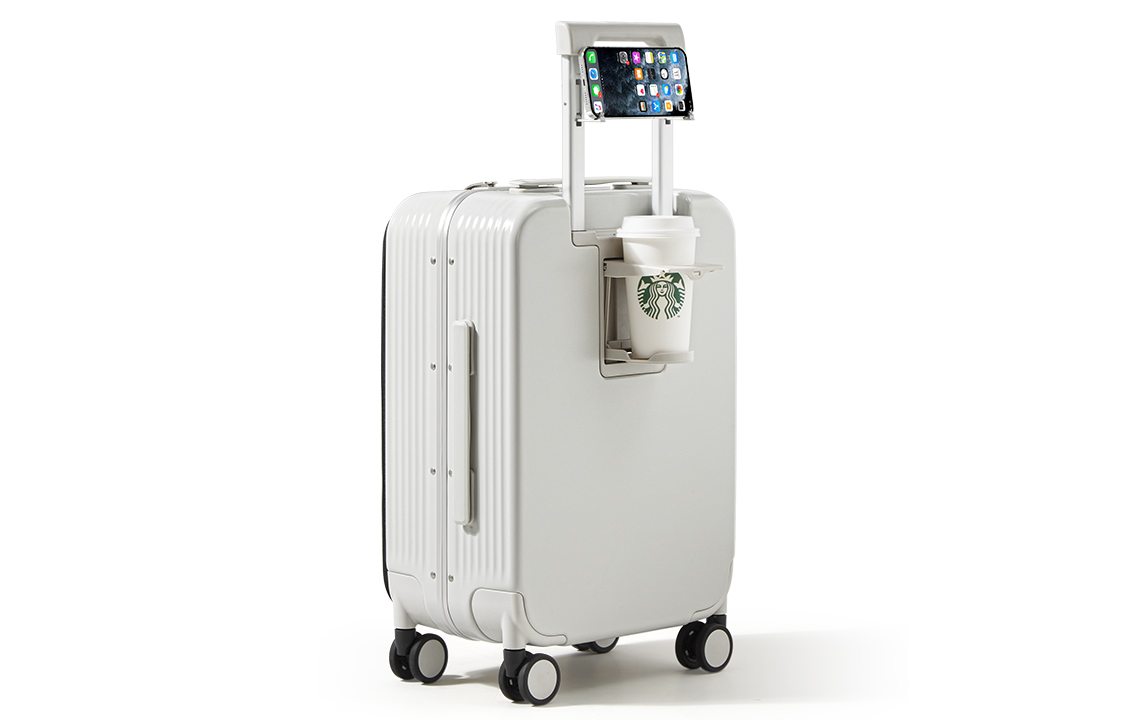 Чемодан унисекс MIXI PC дымчато-белый, авокадо-зелёный, 20 Inches (Carry-on) EU