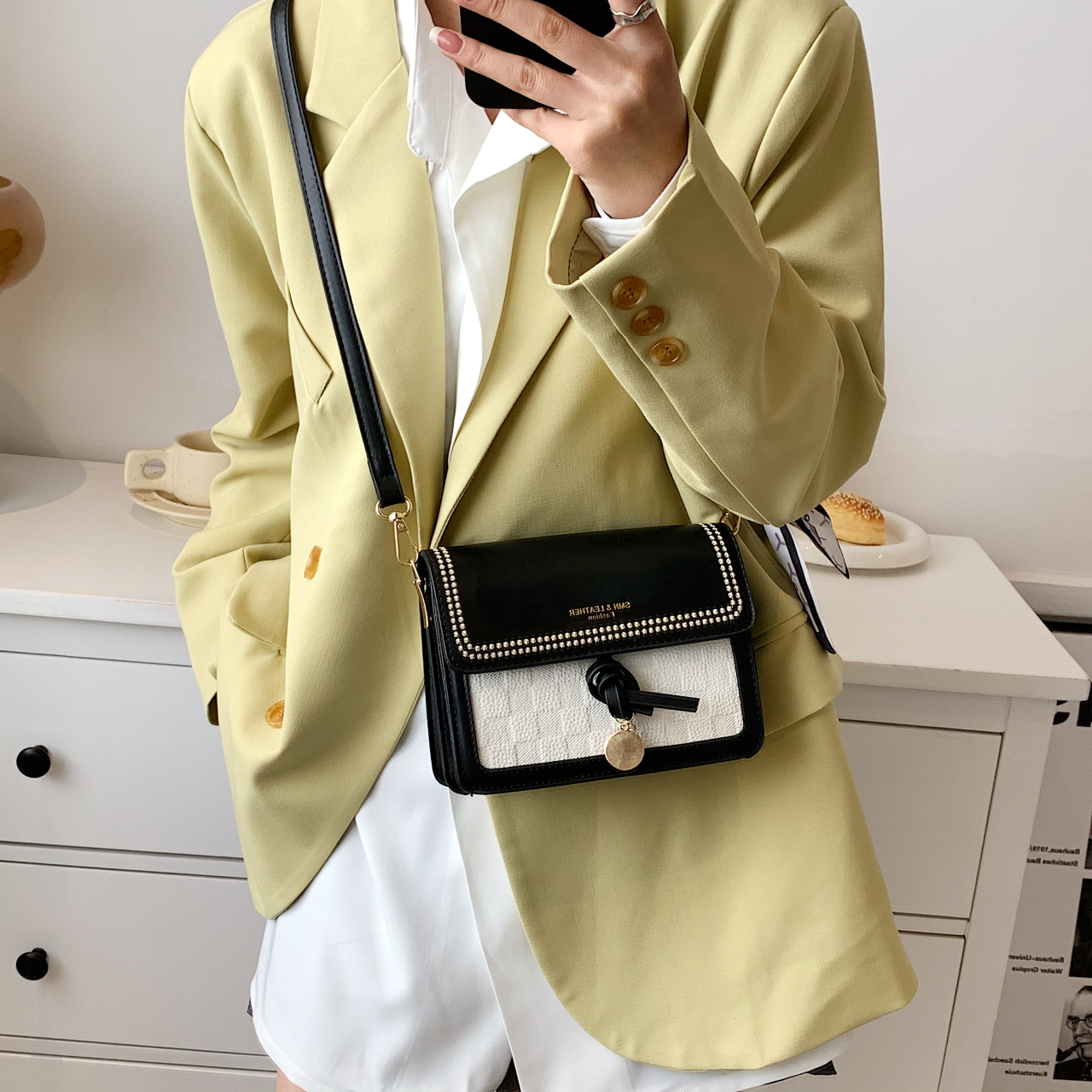 Сумка женская PINKLAND TM-6618 черная, зеленая