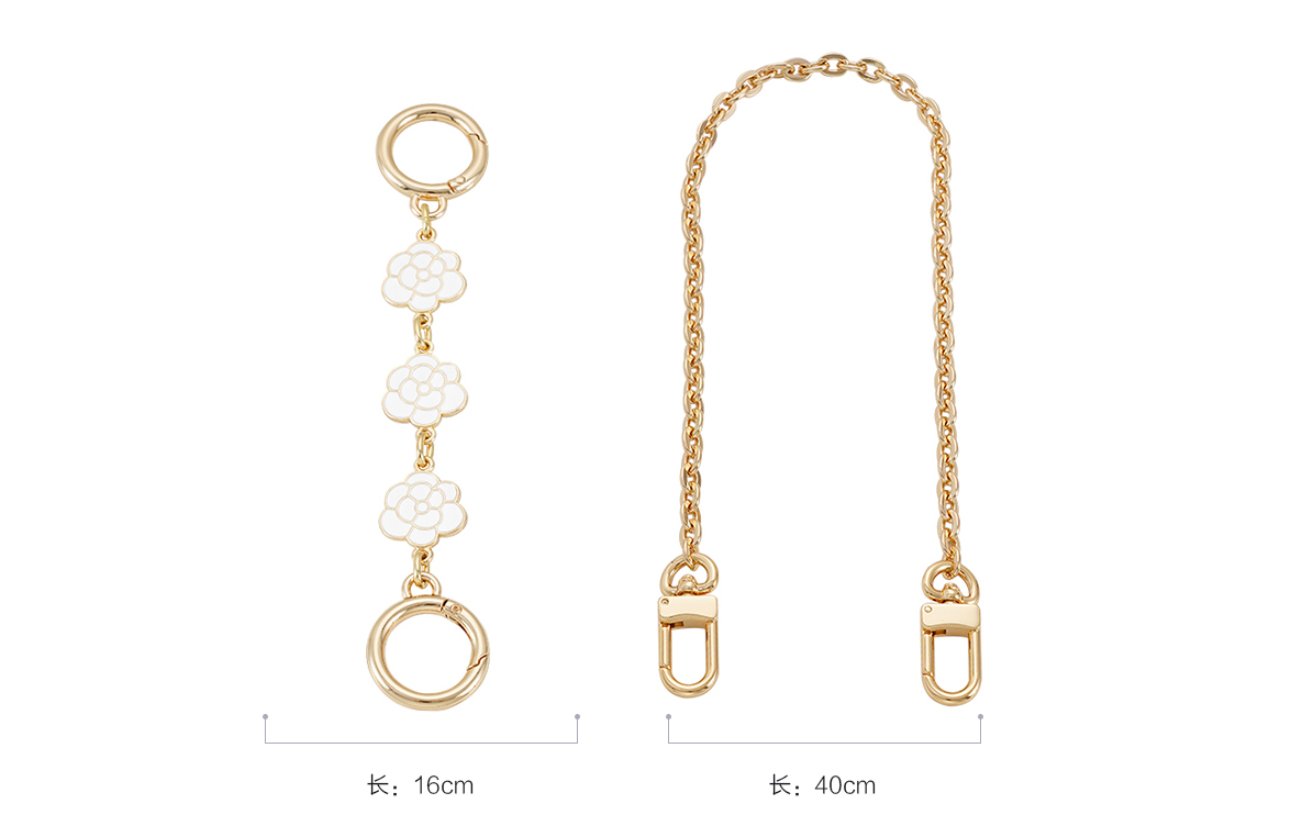 Gold-Tone Camellia 12cm*2+Decorative Chain 40cm