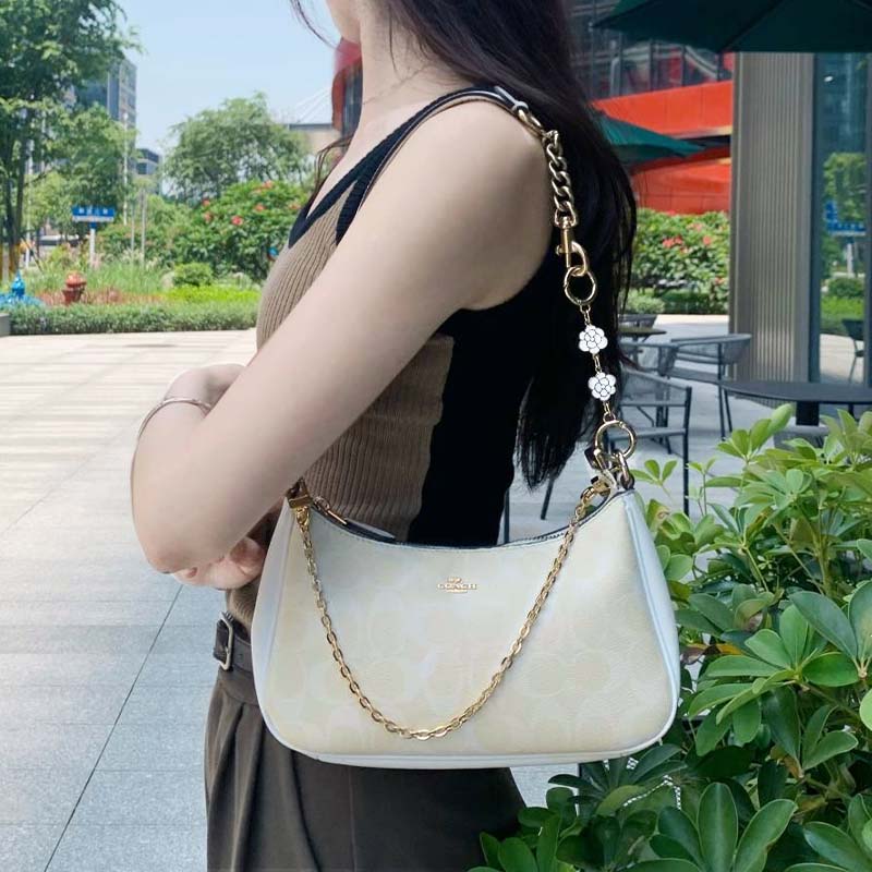 (Gold-Tone) White Four-Leaf Clover Extender Chain+Decorative Chain 40cm