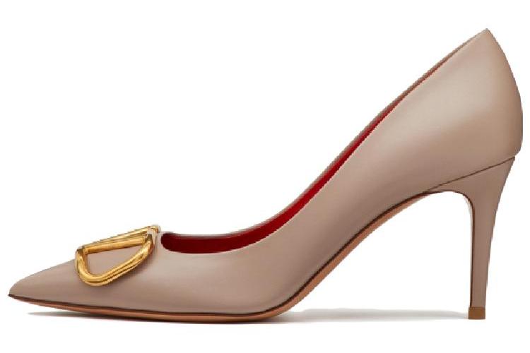Женские туфли Valentino Vlogo Signature Slim Heel серо-розовые, 38 EU