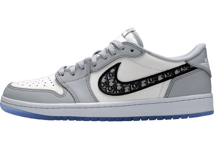 Кеды унисекс JORDAN 1 Low Dior белые, серые