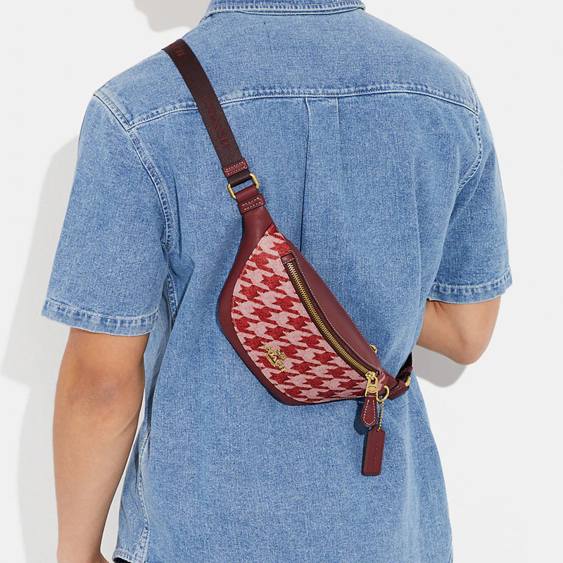 Сумка мужская COACH Warren Canvas With Leather Sling Bag бордовая