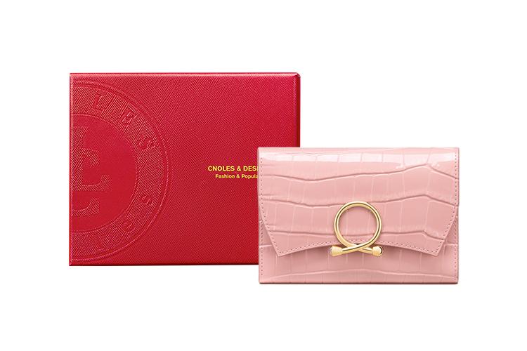 Кошелек женский CNOLES K125012K1828 глянцевый пудровый, черный