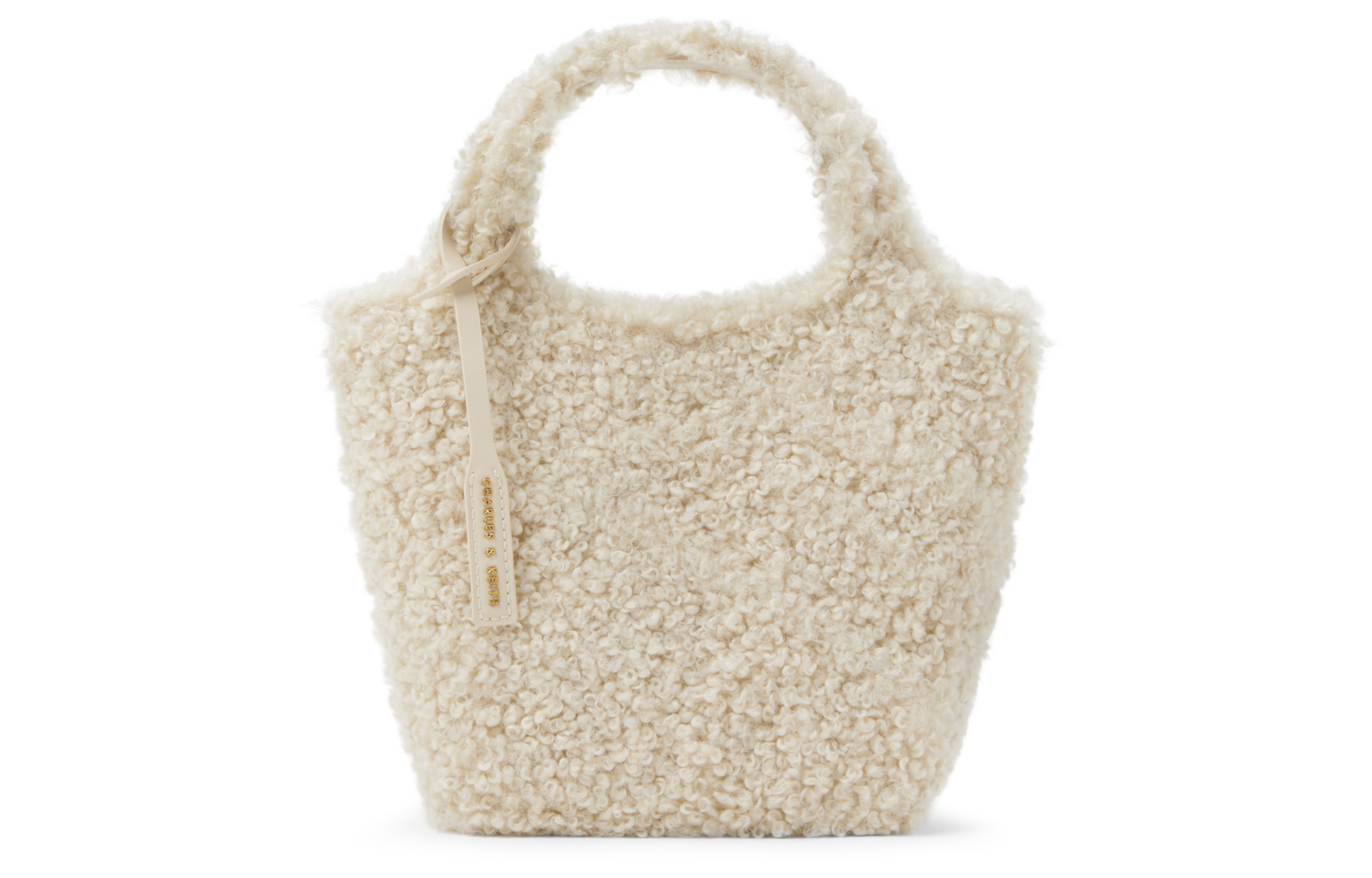 Сумка женская CHARLES&KEITH Sherpa Tote Bag бежево-черная