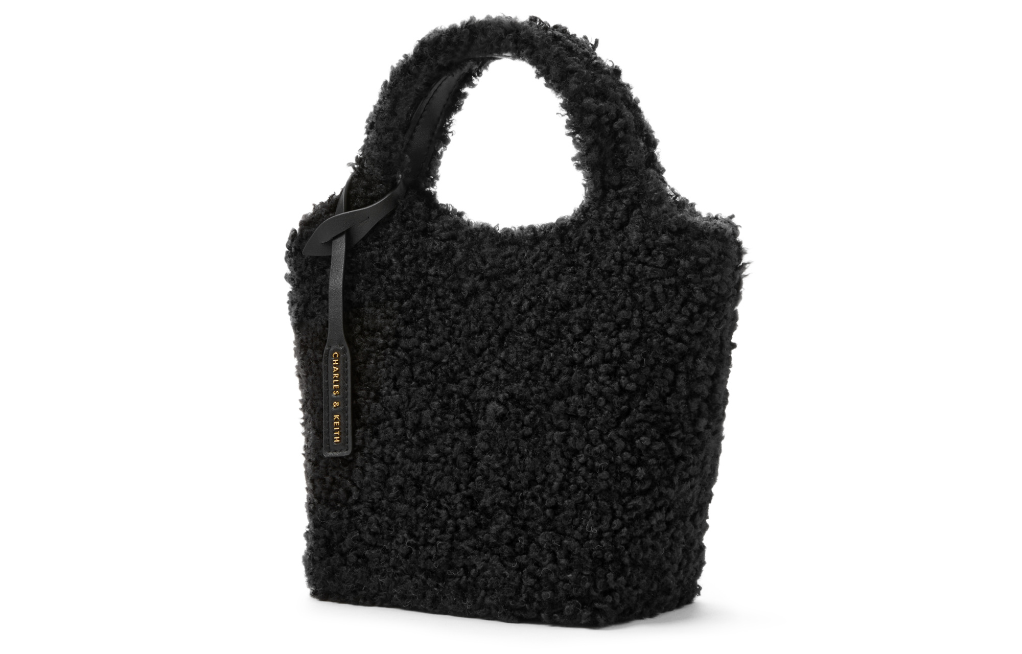 Сумка женская CHARLES&KEITH Sherpa Tote Bag бежево-черная