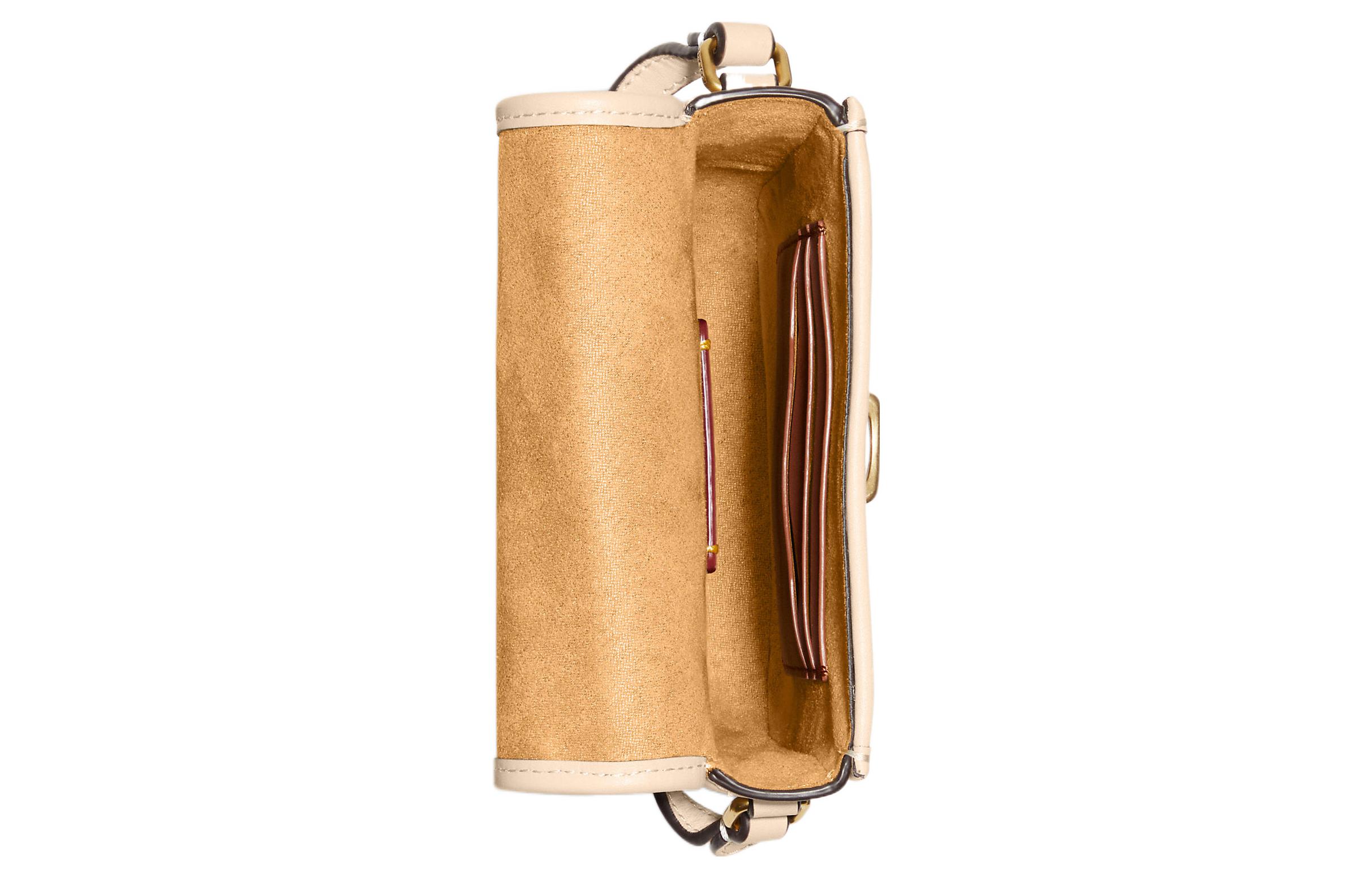 Сумка женская COACH Studio жаккардовая с кожаным отделением для телефона Apricot