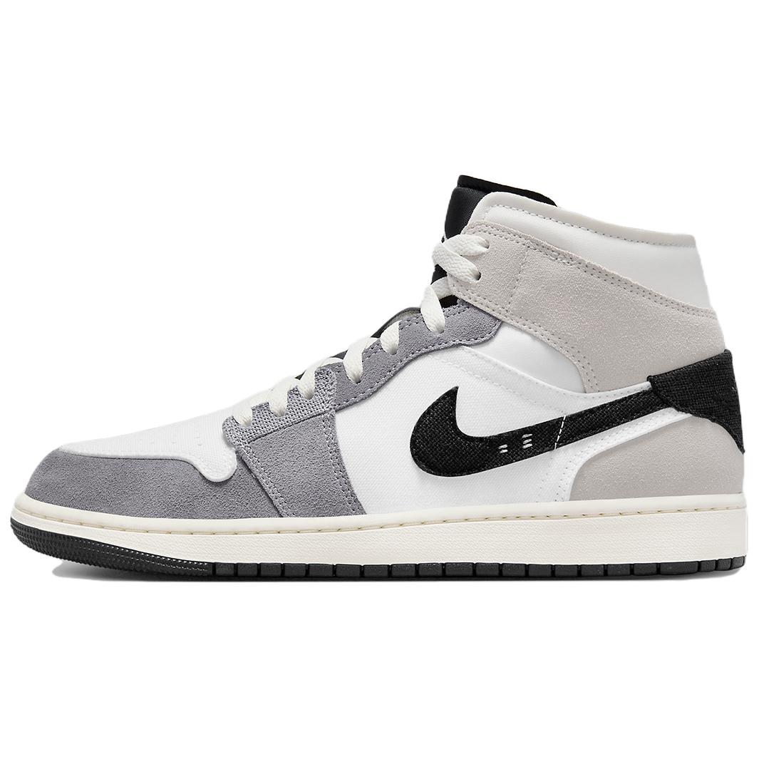 Кроссовки мужские Jordan 1 Mid Se Craft White Cement Grey Black