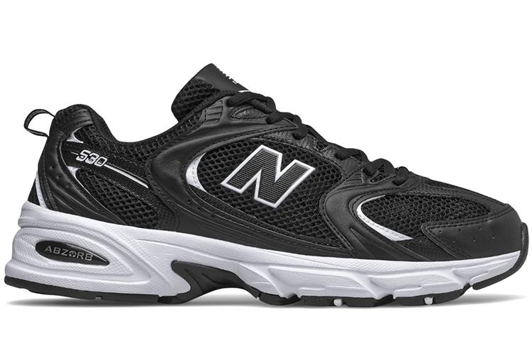 Кроссовки унисекс New Balance 530v2 черно-белые, 38 EU