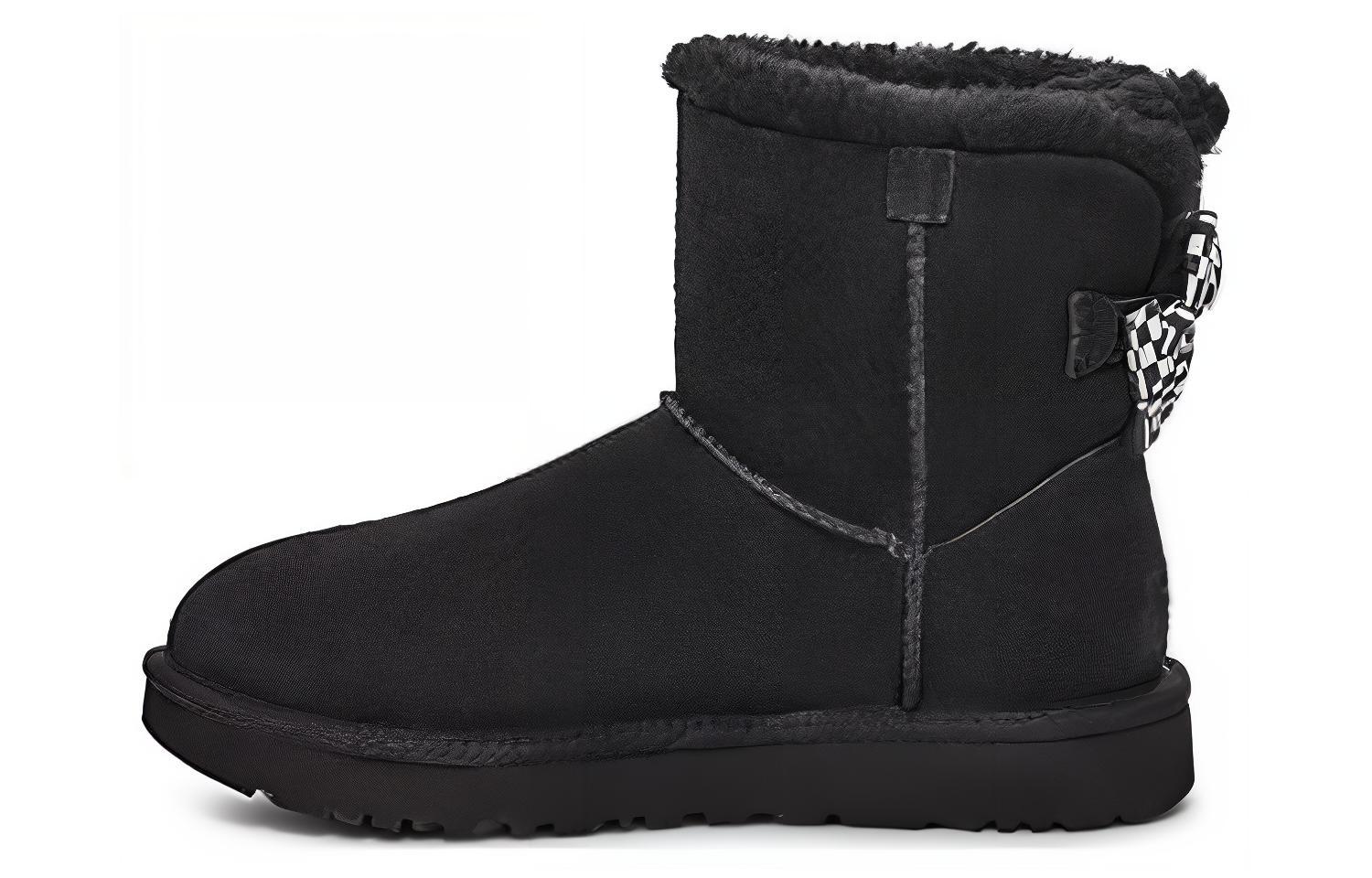Снегоботы женские UGG Checkered Bow Short Black, 36 EU