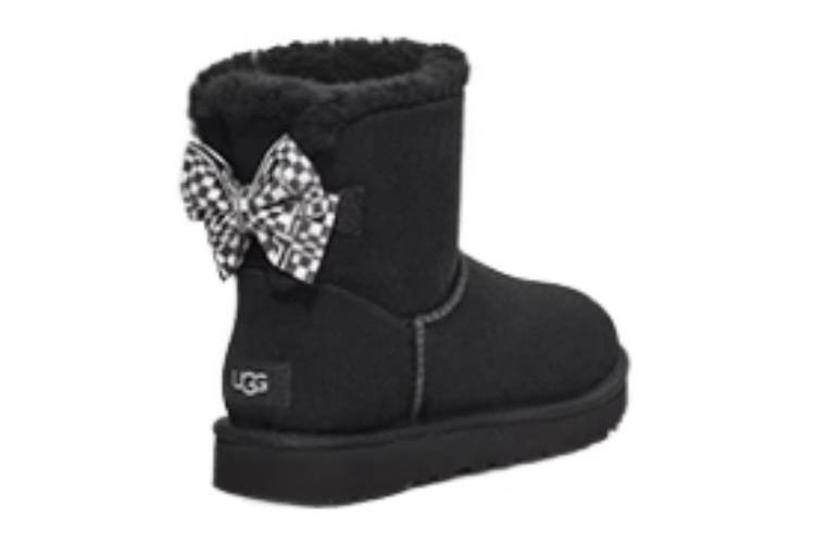 Снегоботы женские UGG Checkered Bow Short Black, 36 EU