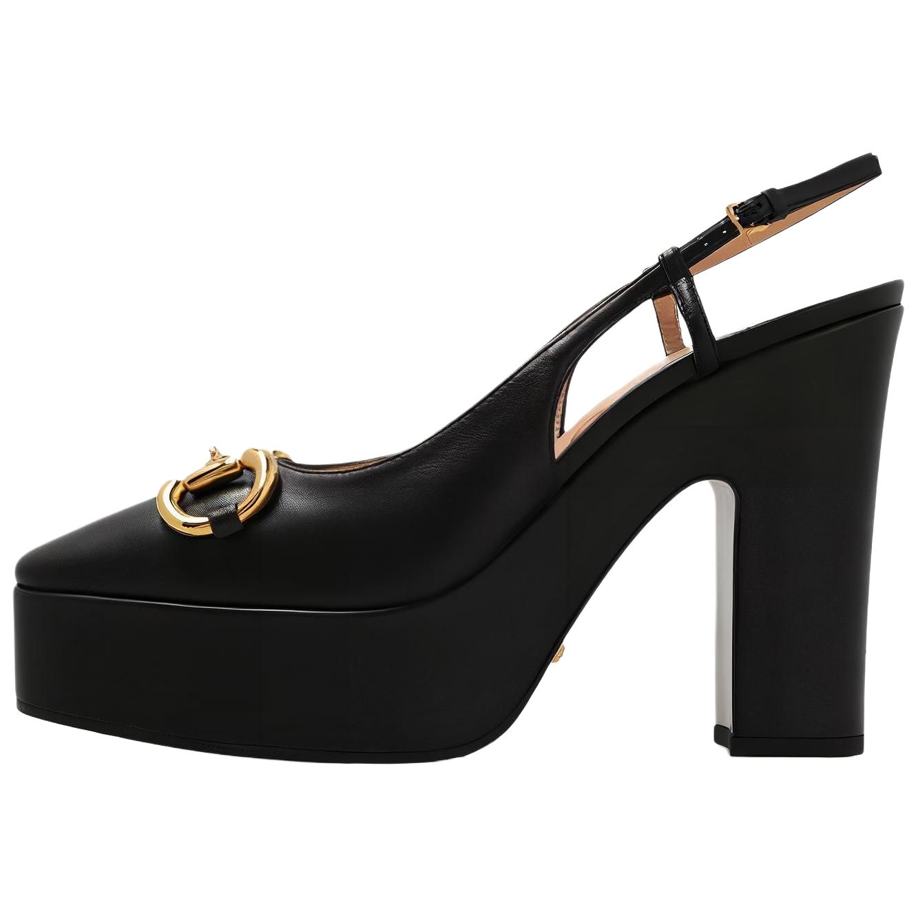 Туфли женские GUCCI 723837 BKO00 1000 черные-золотые