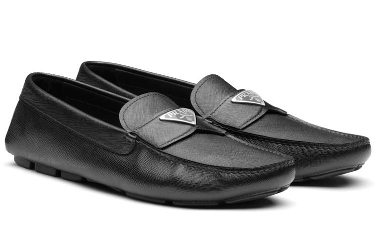 Мокасины мужские PRADA Saffiano черные, 39 EU