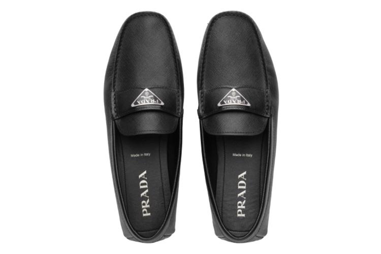 Мокасины мужские PRADA Saffiano черные, 39 EU
