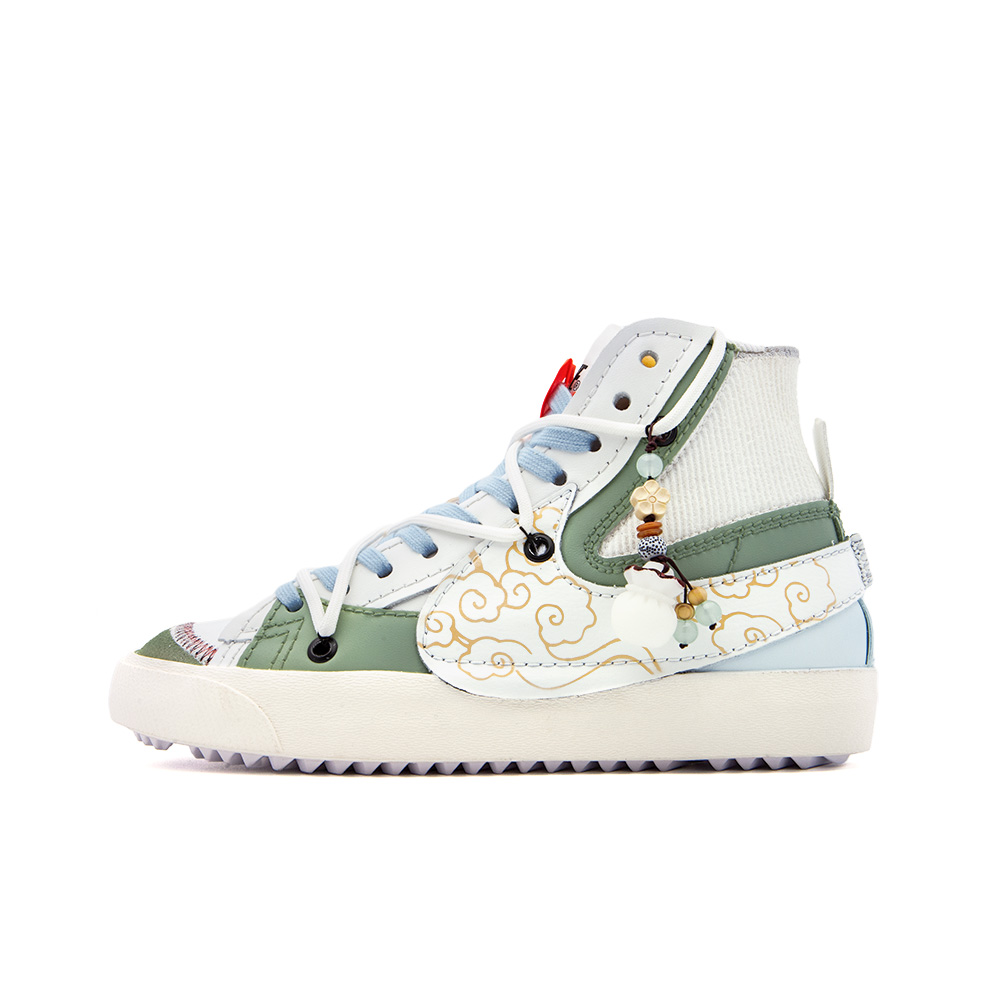 Спортивные кеды унисекс Nike Blazer Mid Top белые/зелёные